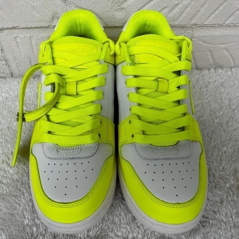 New Off-White Out Of Office Lemon/White Leather Sneakers Size 38 - Picture 7 of 14